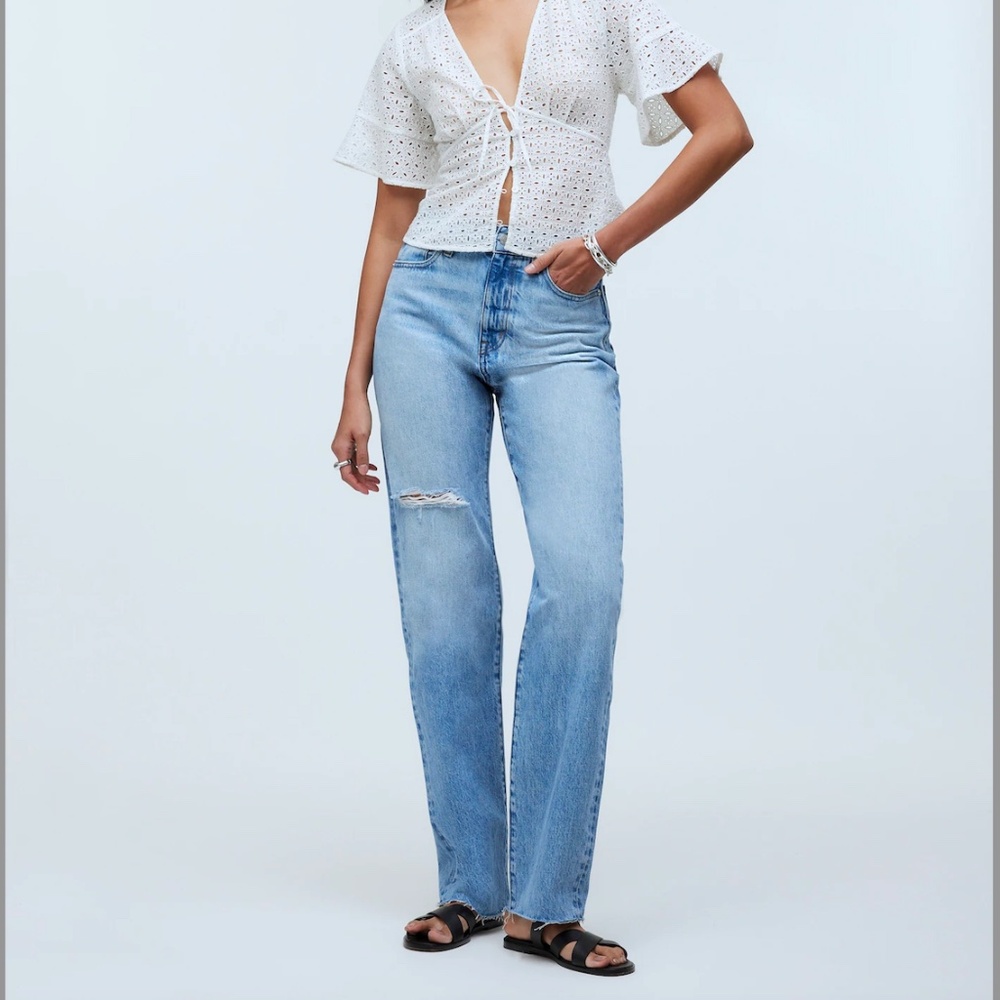 NWT Madewell '90s Straight Jean – Revoir Wash Ripped Edition (Size 24)